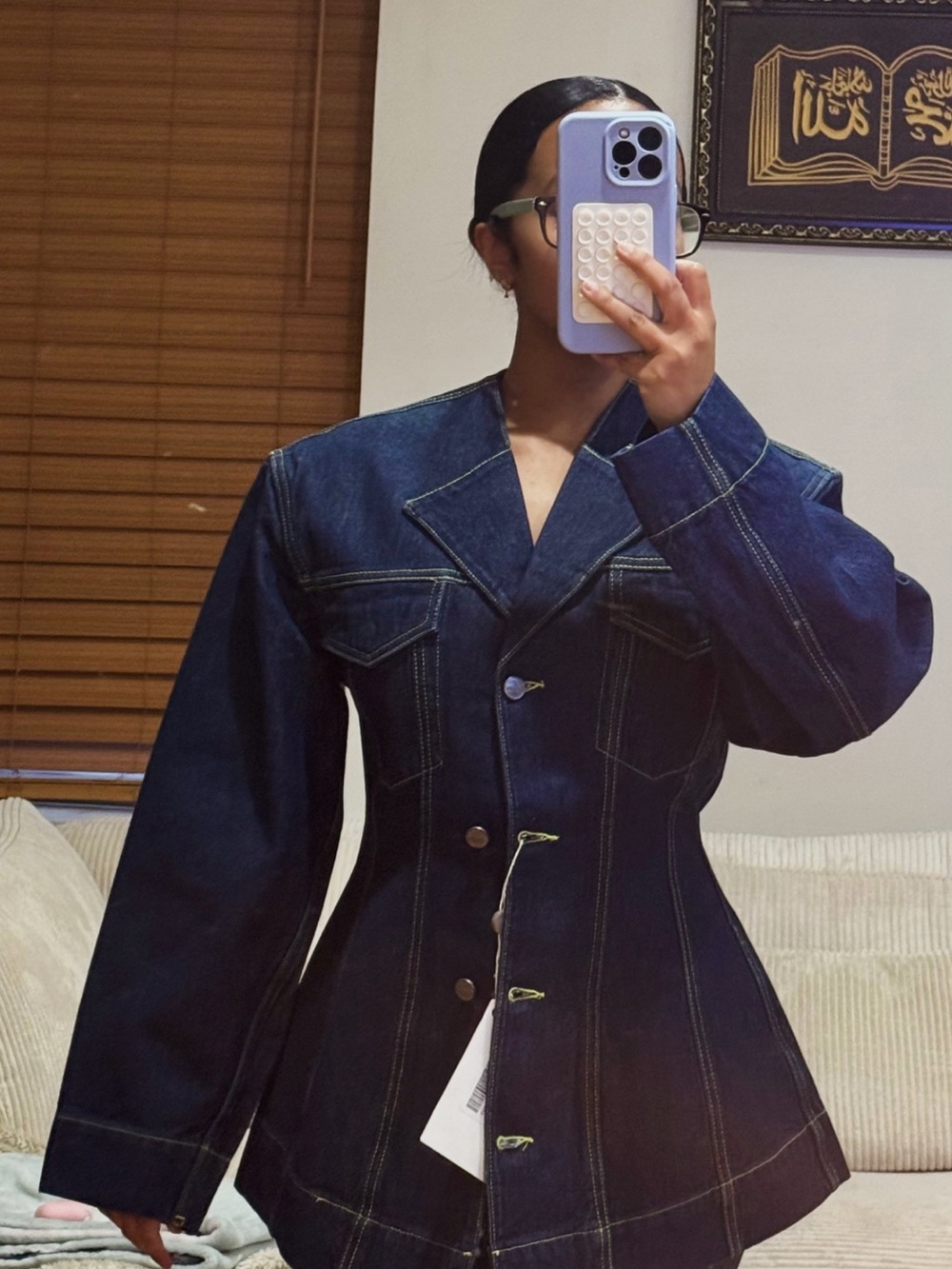 Ganni Dark Blue Sculpted Denim Jacket